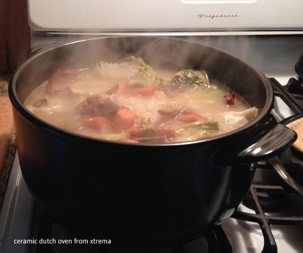 chicken soup cooking